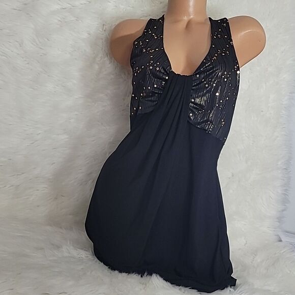 1796  BANABEE Black-Gold with sequin Mini Dress - Picture 1 of 5